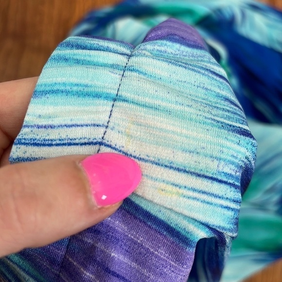 Chicos Blue Watercolor Midi Skirt Size 1 Beachy Summer - Picture 2 of 9